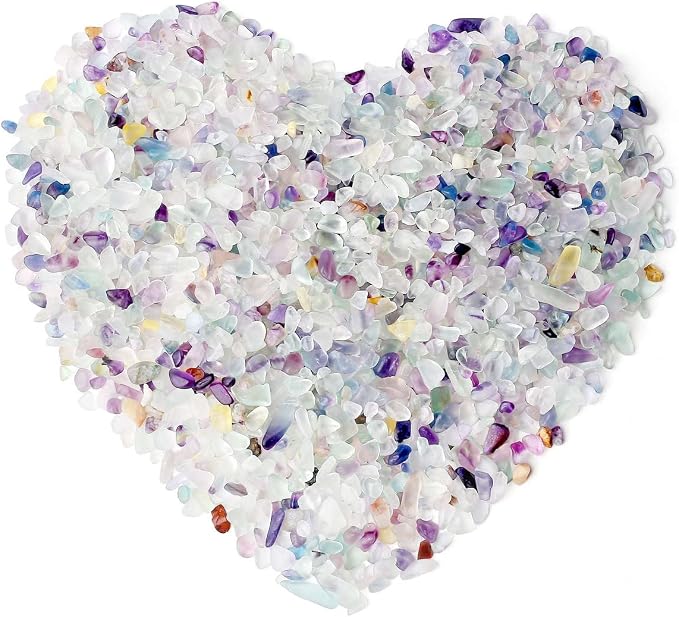LAIDANLA Decorative Tumbled Gravel Fluorite Crystals Chip Polished Bulk Natural Gem Aquarium Gravel Rocks Pebbles Fish Tank Gravel Vase Filler Succulents Terrarium Supplies 100g
