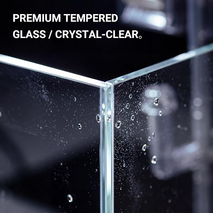 Smart Fish Tank Aquarium Kit: 2.8 Gallon Ultra-Clear Rimless Desktop Fish Tank with LED Light & Filter, Includes Landscape Stone, Complete Set for Small Fish, Shrimp, or Betta, Black