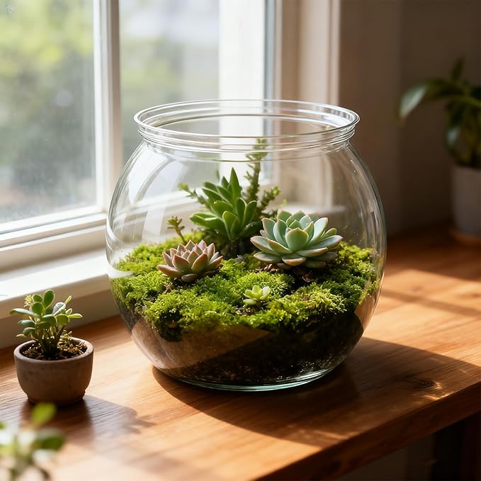 Mini Plastic Fish Bowl, 27 Oz Decorative Small Fishbowl, Round Plastic Fish Tank, Unbreakable Aquarium Fish-Bowls for Party Decorations, Centerpiece Vases, Hydroponic Planter and Home Decorations
