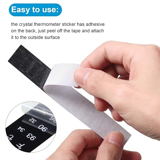 Zonon 24 Pcs Stick on Thermometer Strip for Brewing 46-93 °f (8-34 °c) | Liquid Crystal Strips, Wine Beer Aquariums Bottles Jars Fermenting Thermometer Stickers, Sourdough Digital Display Adhesive