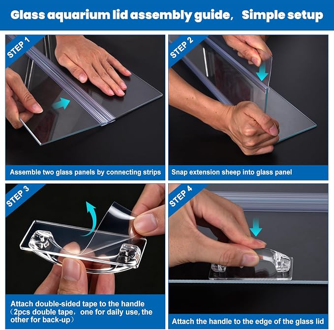 29.21in(L) × 12.4in(W) X0.16in(Thickness) Foldable Glass Fish Tank Lid, Aquarium Hood top lid Cover Suitable for 29 Gallon Aquarium Fish Tank