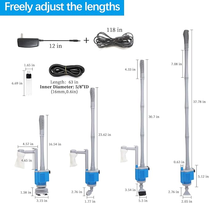 Upgraded Electric Aquarium Cleaner | 12V DC/28W auto fish tank cleaning kit,Change waterwash sand filter,Efficient and easy to use