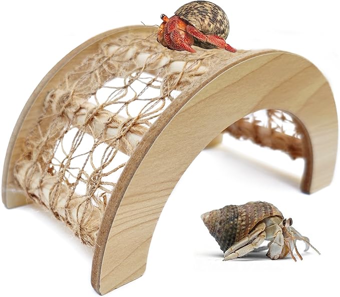 Hermit Crab Climbing Arch Bridge Wooden and Rope Hermit Crab Climbing Toys Hermit Crab Supplies Small Animal Cage Accessories for Hamster Lizard Chameleon Reptile