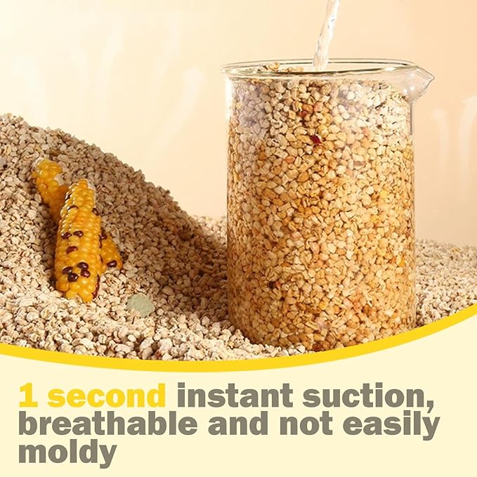 ‌Natural Corn Cob Pet Bedding - 44oz Premium Small Animal Bedding for Hamsters, Birds, Reptiles & More, Absorbent & Odor-Control