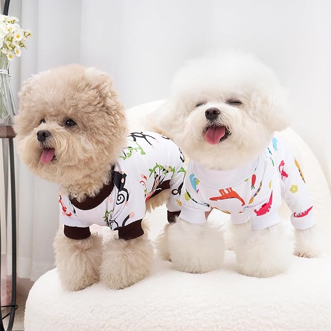 XPUDAC 4 Pack Dog Pajamas Soft Strechy Summer Doggie Clothes for Small Medium Dogs Boy Girl Dog Onesie Puppy Pjs Cat Apparel-Medium