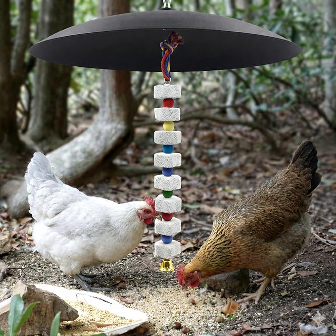 2 Pack 11.5" Large Lava Stone Bird Toys - Natural Beak Grinding Block with Hemp Rope - Hanging Cage Accessories for Parrots, Cockatiels, Conures & Parakeets