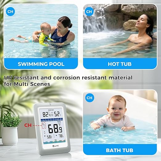 Wireless Pool Thermometer Floating Easy Read, Waterproof IPX8 | Digital Water Temperature Thermometers Bath Thermometers for Swimming Pool, Pond, Hot Tub, Spa, Aquarium