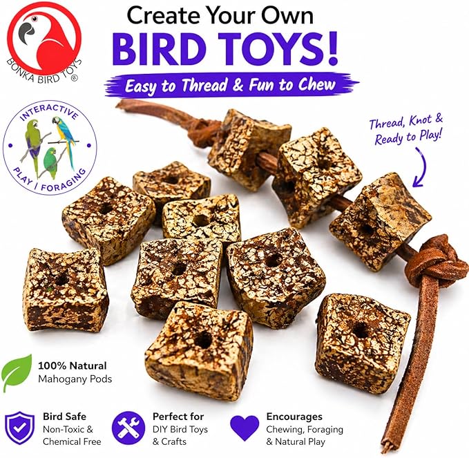 Bonka Bird Toys 3893 Pk24 Mahogany Sliced Pods Foot Talon Craft Part Bird Toys Parakeet Cockatiel Conure