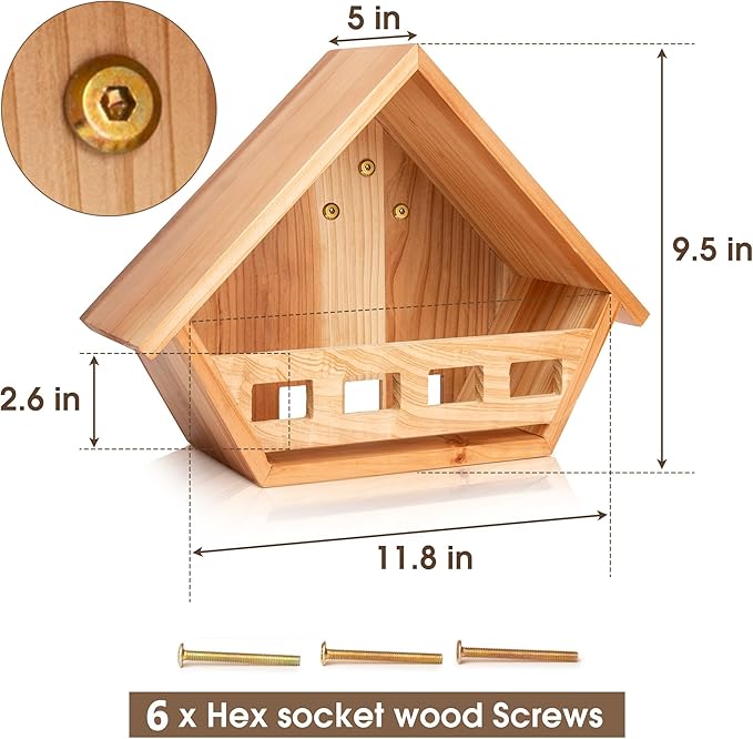 SWANGSA 2 Pack Cedar Mourning Dove Nesting Box, Wooden Birdhouses for Outdoor Doves and Other Small Birds