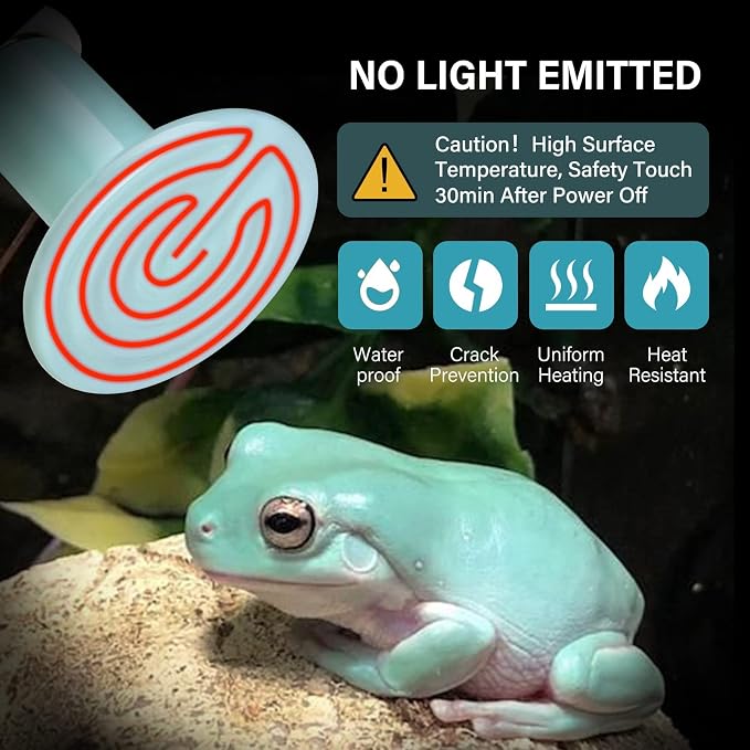 Simple Deluxe 150W 2-Pack Ceramic Heat Emitter Reptile Heat Bulb No Light, LCD Digital Aquarium Thermometer, for Reptile Amphibian, 2 Pack + Thermometer, Blue