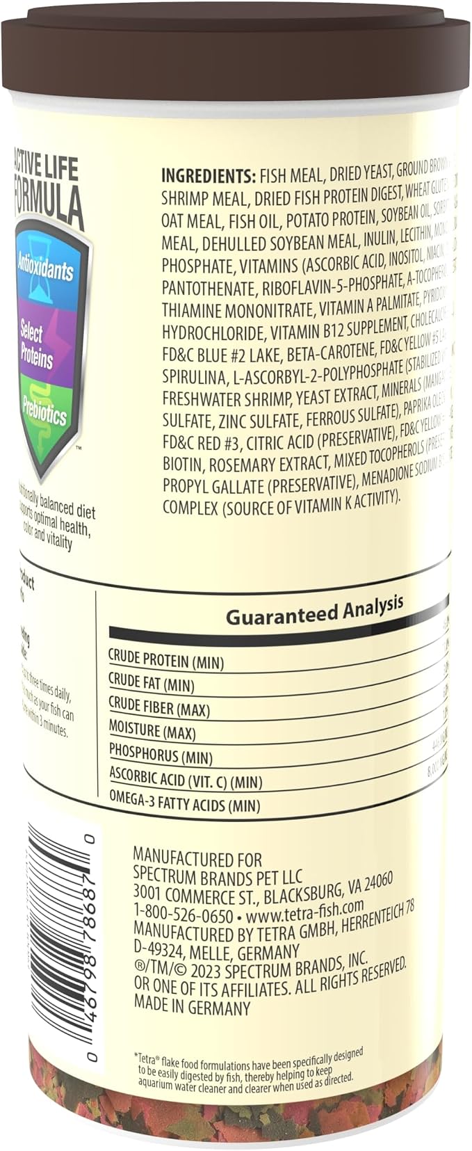 TetraMin Tropical Flakes Fish Food, 8.81 oz | Complete Daily Diet For Top-And-Mid Feeding Tropical Fish, Protein For Growth & Prebiotics for Digestion, Clear Water Formula
