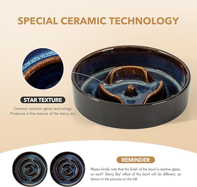 Havniva Slow Feeder Dog Bowls, 0.9 Cups Ceramic Dog Food Bowls 6.1 inch Slow Feeder for Small Dogs Puzzle Bowls for Fast Eater, Pet Slow Feeding Dish Anti-Choking