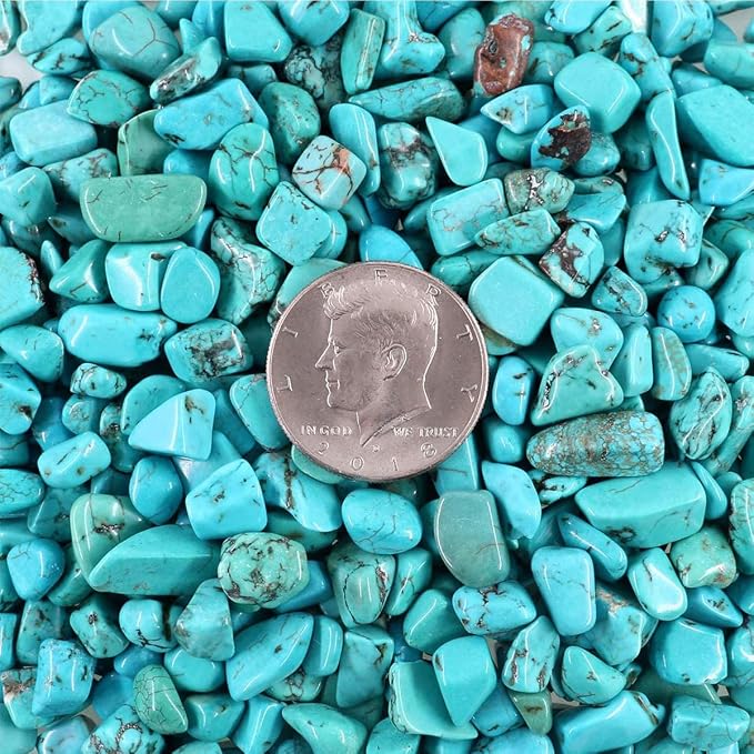 WAYBER Natural Crushed Turquoise Gemstone, Decorative Pebbles, 1 Pound | Toxin-Free, Fade-Resistant, Ideal for Reiki Healing, DIY Crafts, Vase Filler, Aquarium & Bonsai Decoration