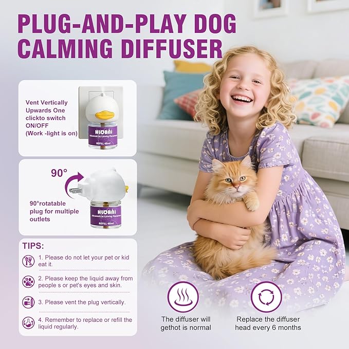 Cat Calming Diffuser – Dual Diffuser Kit with 2 x 30-Day Refills, Premium Cat Pheromones Calming Diffuser for Stress, Anxiety, Aggression & Pee Spraying Relief (Purple, 2 Count (Pack of 1))