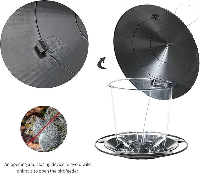 Hanizi Bird Feeder Outdoor Hanging for Wild Bird Seed, Grey