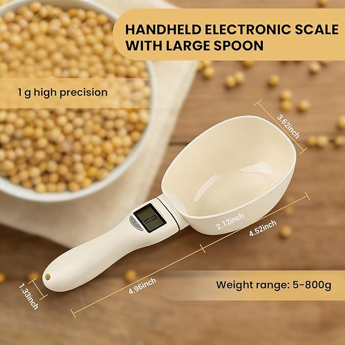 Digital Measuring Spoon, 800g/1g High Precision Gram Measuring Spoons with LED Display, Detachable Electronic Scale Spoon for Baking, Pet Food, Coffee, Spices (g/oz/ml/Cup)