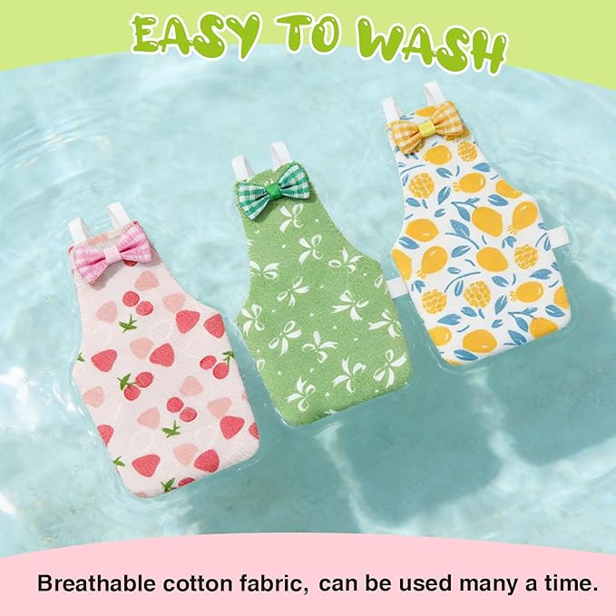 Bird Diaper Flight Suit, 3-Packs Lightweight Reusable Washable Elastic-Straps Parrot Clothes for Peony/Monk Parakeet, Prevents Poop Leaks & Feather Pecking (Bow+Lemon+Cherry, S)