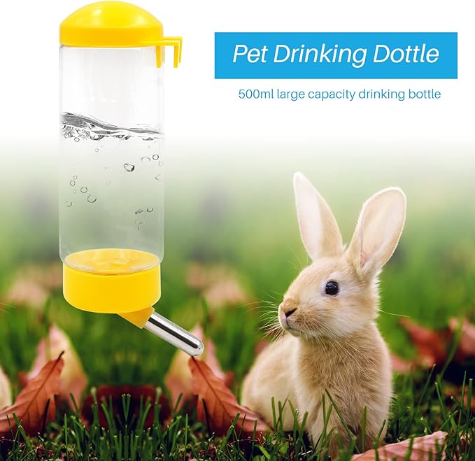 Small Animal Water Dispenser for Cage, 4PCS Rabbit Water Bottle No Drip, 500ml Guinea Pig Water Bowl No Drip for Rabbit, Chinchilla, Ferret, Guinea Pigs, Squirrel, Hedgehog, Ship by Random Color