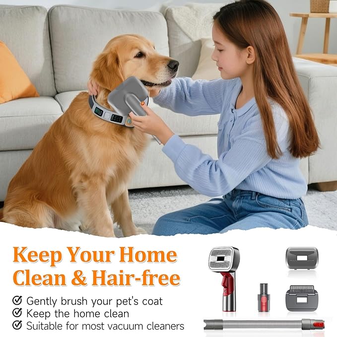 3-in-1 Pet Dog Grooming Attachment Kit, Deshedding Brush Attachment for V15, V11, V10, V8, V7 – Effective Grooming & Cleaning – Hair Grooming Tools for Dog and Cat, 5 Pack