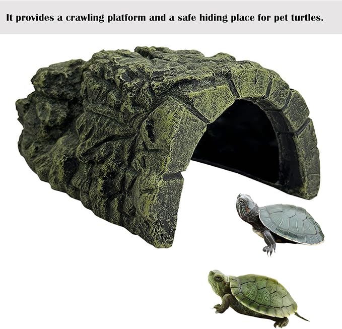 Reptile Hideout Cave, Aquarium Fish Hide Cave Decoration, Small Turtle Basking Platform Resin Rock Fish Tank Hides Habitat Decorations Reptile Hideout Nest Habitat