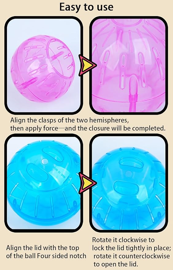 2Pcs 3.94 Inch Rotundity Hamster Balls, Breathable and Sturdy Dwarf Hamster Exercise Balls Running Wheel Gerbil Toys, Small Animals, Portable Small Pet Supplies (Blue and Pink)