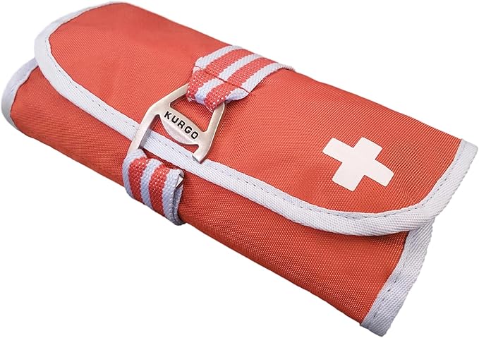 Kurgo Dog First Aid Kit - Emergency Care for Dogs on Hikes & Travel - Includes Dog First Aid Guide - 50 Pieces - Durable Oxford Fabric - Compact Travel Aid Kit