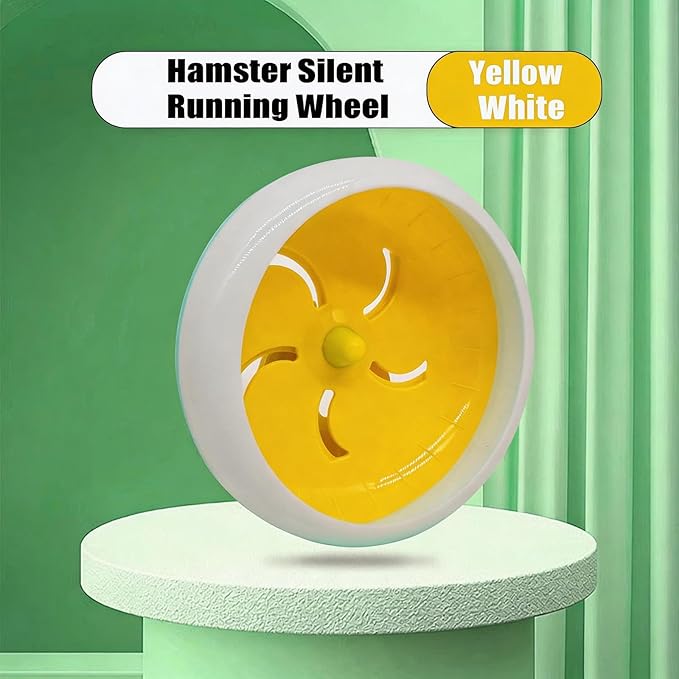 Hamster Wheel, 7 inch Silent Hamster Exercise Running Wheel with Stand,Pet Small Animals Exercise Running Toys,Adjustable Quiet Spinner for Guinea Pigs, Sugar Gliders, Gerbils (Yellow)