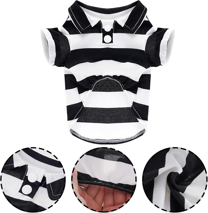 Dog Shirt Polo Shirt Striped Collar Puppy Clothes Summer Button Up Pet Clothes for Small Medium Dogs Cats for Boy Girl Pets