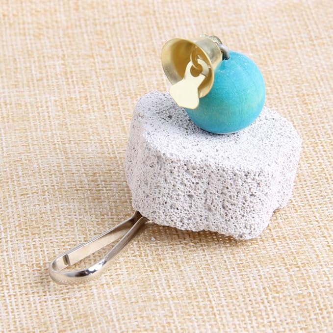 Bird Grinding Beak Calcium Stone with Bell Mineral Lava Block Trimming Teeth Chewing Toys for Chinchilla Bunny Parrot