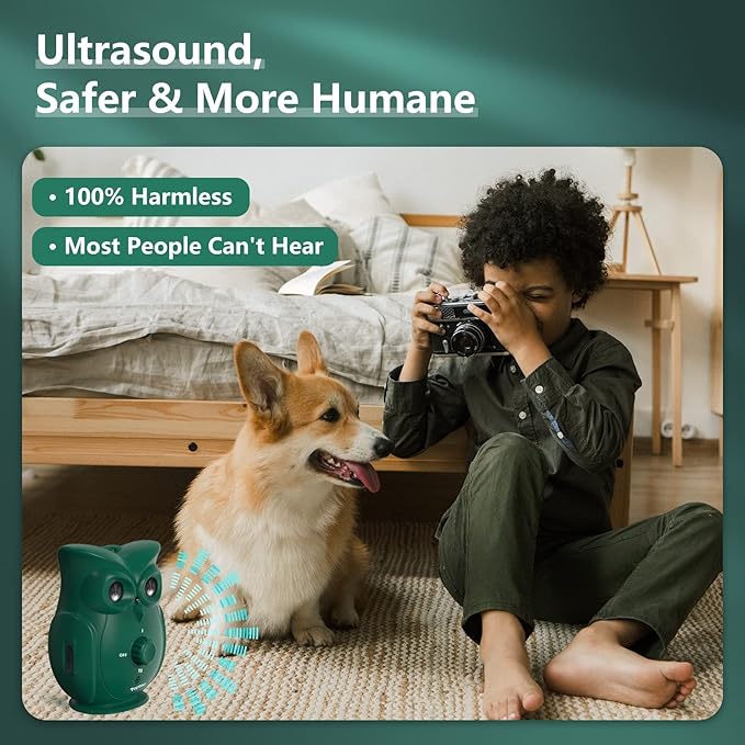 Dog Barking Control Devices with Dual Ultrasonic Speakers, Stronger Rechargeable Anti-Bark Device for Outdoor Waterproof and Indoor, Dog Barking Deterrent Safe for Human & Dogs