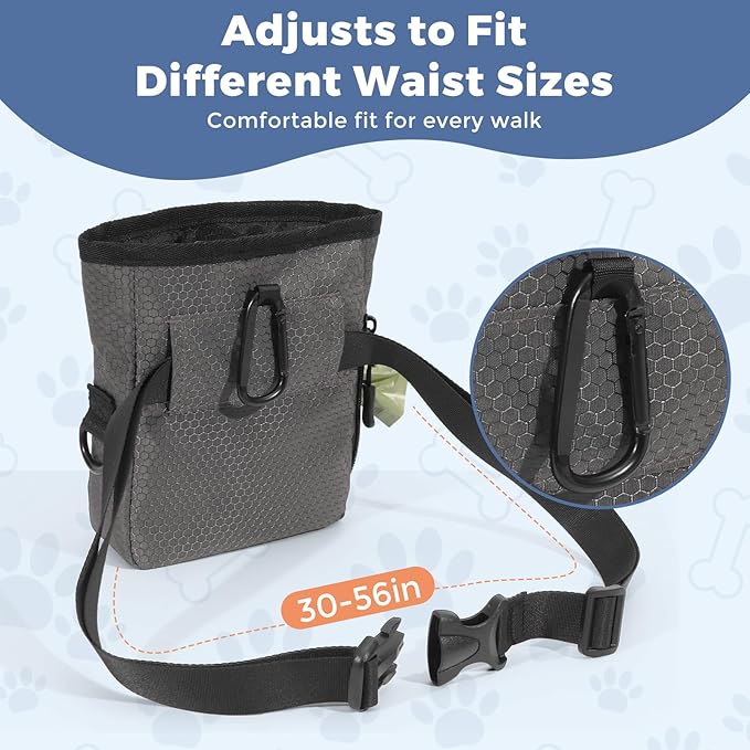 Dog Treat Pouch for Pet Training, One-Hand Magnetic Closure, Hands-Free Treat Bag with Silicone Liner, No Mess No Smell