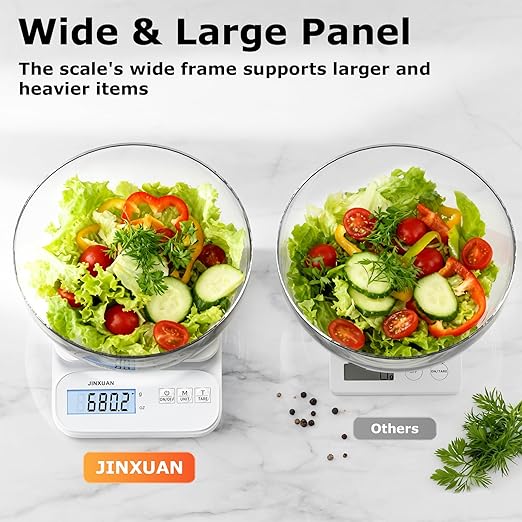 Kitchen Scale Food Scale 5kg/0.1g Digital Scale Food Weighing Scale for Cooking Baking Weight Loss, Rechargeable Coffee Scale Precision Baking Scale with Large Backlit LCD Display, USB Cord