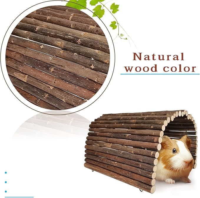 Guinea Pig Hideout Rabbit Hide Rat Cage Accessories Extra Large Wooden Tunnel Hut Hideaway for Pig Hideout Tortoise Hedgehog Ferret and Chinchilla