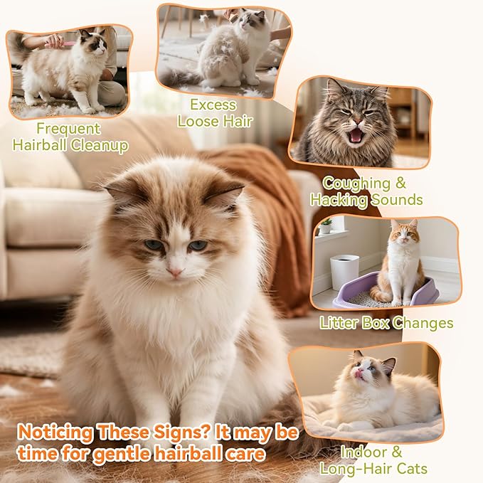 PUAINTA Cat Hairball Control – Alternative to Hairball Gel & Paste, Hairball Remedy for Cats, No Mineral Oil, Easy Capsule Supplement for Hairball Relief, Reduce Shedding, Skin & Coat, 90 Count