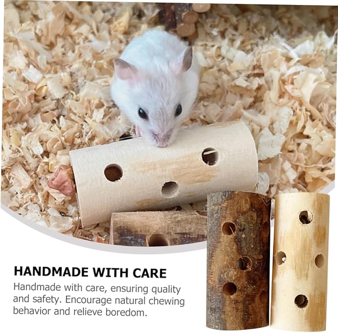 ibasenice 2pcs Handmade Pet Chew Toys Apple Wood Nibbling Stick for Hamster Guinea Bunny Parrot Safe