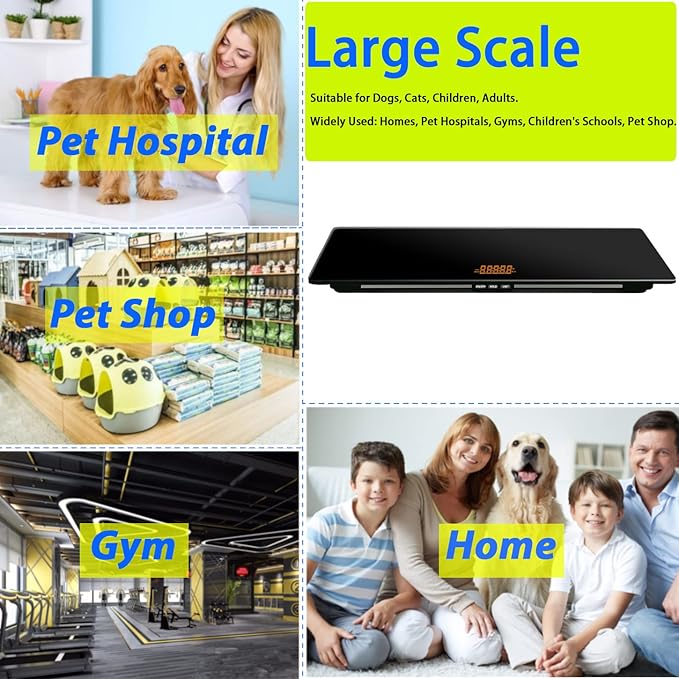 ONE-MI Extra Large Dog Scale & Postal Use - 220lbs Heavy Duty Dog Weight Scale with Tempered Glass Platform, 31.5" Veterinary Animal Scale for XL Breed Dogs, Packages & Veterinary Clinics (Black)