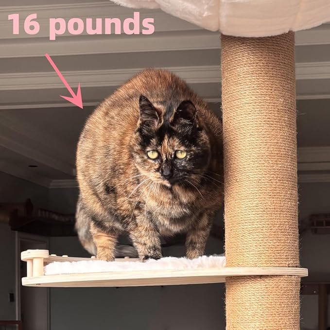 Floor to Ceiling Cat Tree,Adjustable Height 90-108 inch, 6 Level Tall Climb Tower, Cat Pole with Natural Sisal Rope Scratching Post/Plush Cat Bed/Cozy Hammock Multi-Style (Hammock Styles)