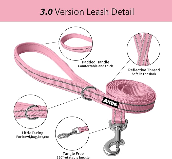 AIITLE Easy Walk Dog Harness and Leash Set - Pet Supply No Pull, Step in Adjustable Dog Harness with Padded Vest, Dog Harness No Choke Over, Easy to Put on Medium Dogs Pink L