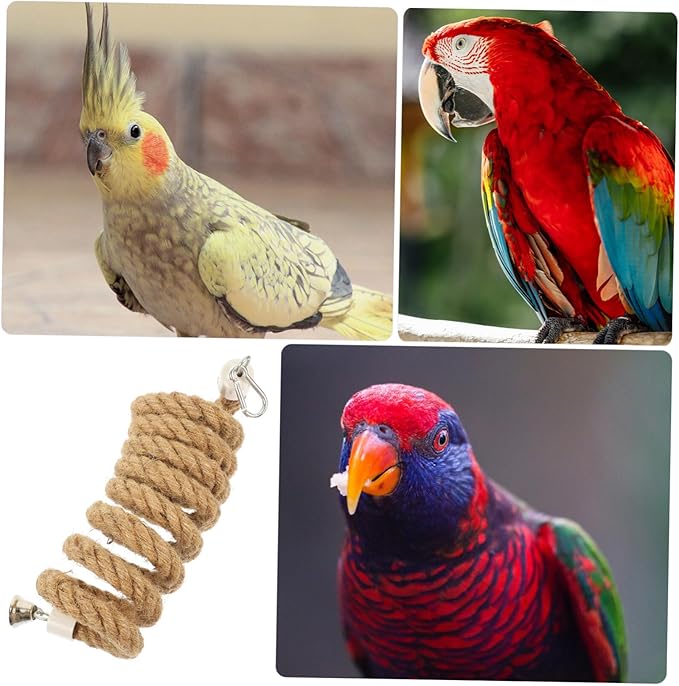 balacoo Bungees Climbing Toys Bungee Standing Hanging Rope Spiral Bird Jute Perches Conures Perch Plaything Cage Swing Parrot Parakeet Funny Small Toy Parakeets Chewing Comfy for Stand