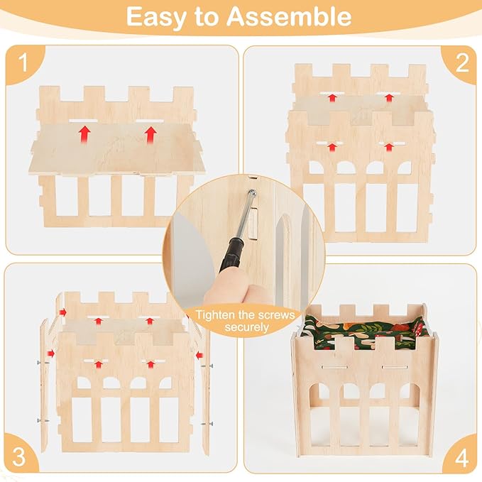 Bienbee Guinea Pig Hideout, Large Wooden Guinea Pig House with Soft Mat for Small Animals Bunny Hamster Chinchilla Ferret Rabbit Hedgehog Squirrel Guinea Pigs Accessories