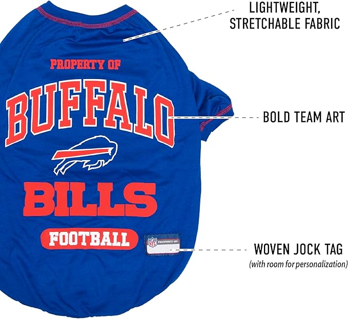 NFL Buffalo Bills Dog T-Shirt for Pets, Size X-Large. Officially Licensed Pet Shirt with Team Logo, Soft Stretchable Comfort Fit Apparel for Dogs & Cats
