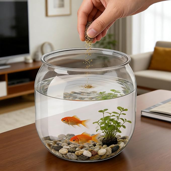 Mini Plastic Fish Bowl, 80 Oz Decorative Small Fishbowl, Round Plastic Fish Tank, Unbreakable Aquarium Fish-Bowls for Party Decorations, Centerpiece Vases, Hydroponic Planter and Home Decorations