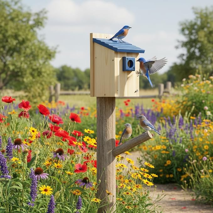 2pk XXXLL Bluebird Houses for Outside,Heavy Duty Western Red Cedar Audubon Bird House for Outdoor,Wall Pole Mountable,1.5” Metal Guard Hole 13/16" Thick, Assembling Need, 2026 Updated Version(A)