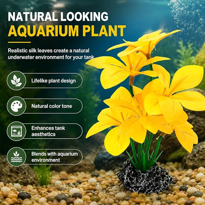 Artificial Aquarium Plants Silk Plants for Fish Tank Decorations Betta Leaf Hammock 7in Realistic Plastic Plants Hideout Decor for Betta Goldfish Reptiles Small Tanks Aquarium Accessories