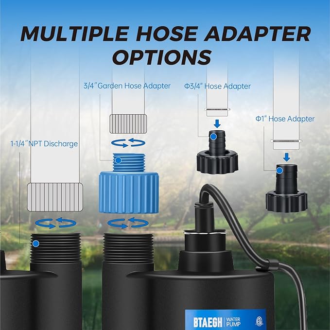 1/3 HP Submersible Water Pump 2400GPH Small Sump Pump Thermoplastic Electric Portable Transfer Utility Pump Clean for Swimming Pool Basement Garden Pond