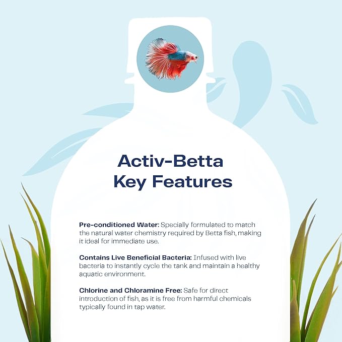 Activ Betta Water for Aquarium Décor, 33.8 fl.oz. - Premium Water Conditioner for Betta Fish Tanks, Enhances Water Quality and Aquatic Health (Pack of 2)