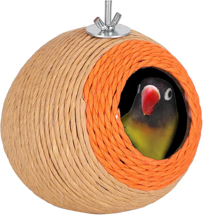 Hand Made Woven Bird Nests,Dove Nesting Box,Morning Dove Nesting Box,Coconut Shell Hatching Nesting Cage Cave for Parrots Hamster
