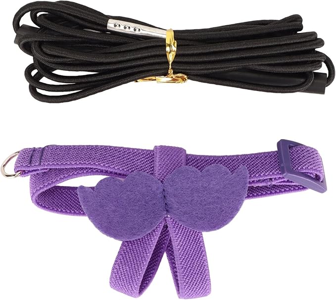 Bird Harness and Leash Adjustable Bite Traction Rope for Training or Outdoor Walks Bird Accessories (Purple)