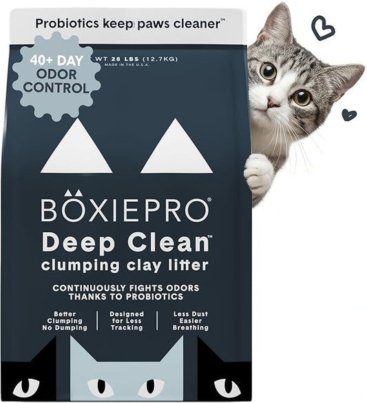 Boxie Probiotic Cat Litter, 40 Day Odor Control, Clumping Clay Kitty Litter, Odor Eliminating Probiotics, Dust-Free, No Fragrances No Fillers, 28 lb