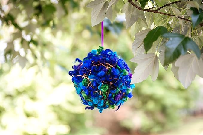 Deluxe Refillable Wild Bird Nesting Ball - Natural Wool Nesting Material Dispenser - Birder Garden Decor Gift
